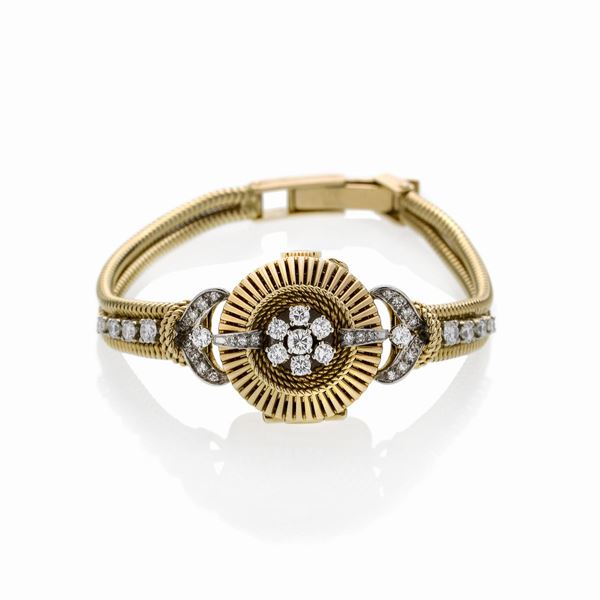 ROLEX - Bracciale orologio in oro giallo e diamanti Rolex