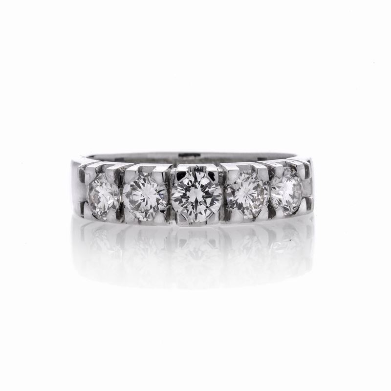 Anello Riviere in Oro Bianco e Diamanti