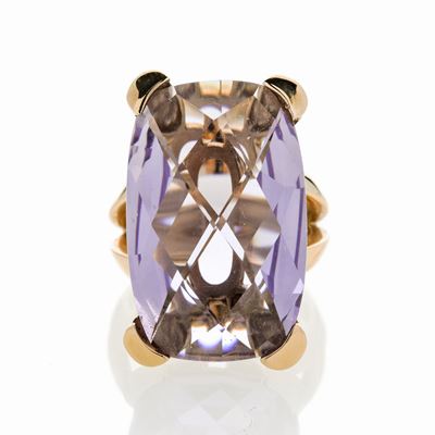 Anello in Oro Rosa e Quarzo Viola