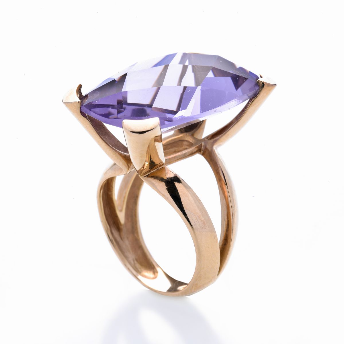 Anello in Oro Rosa e Quarzo Viola