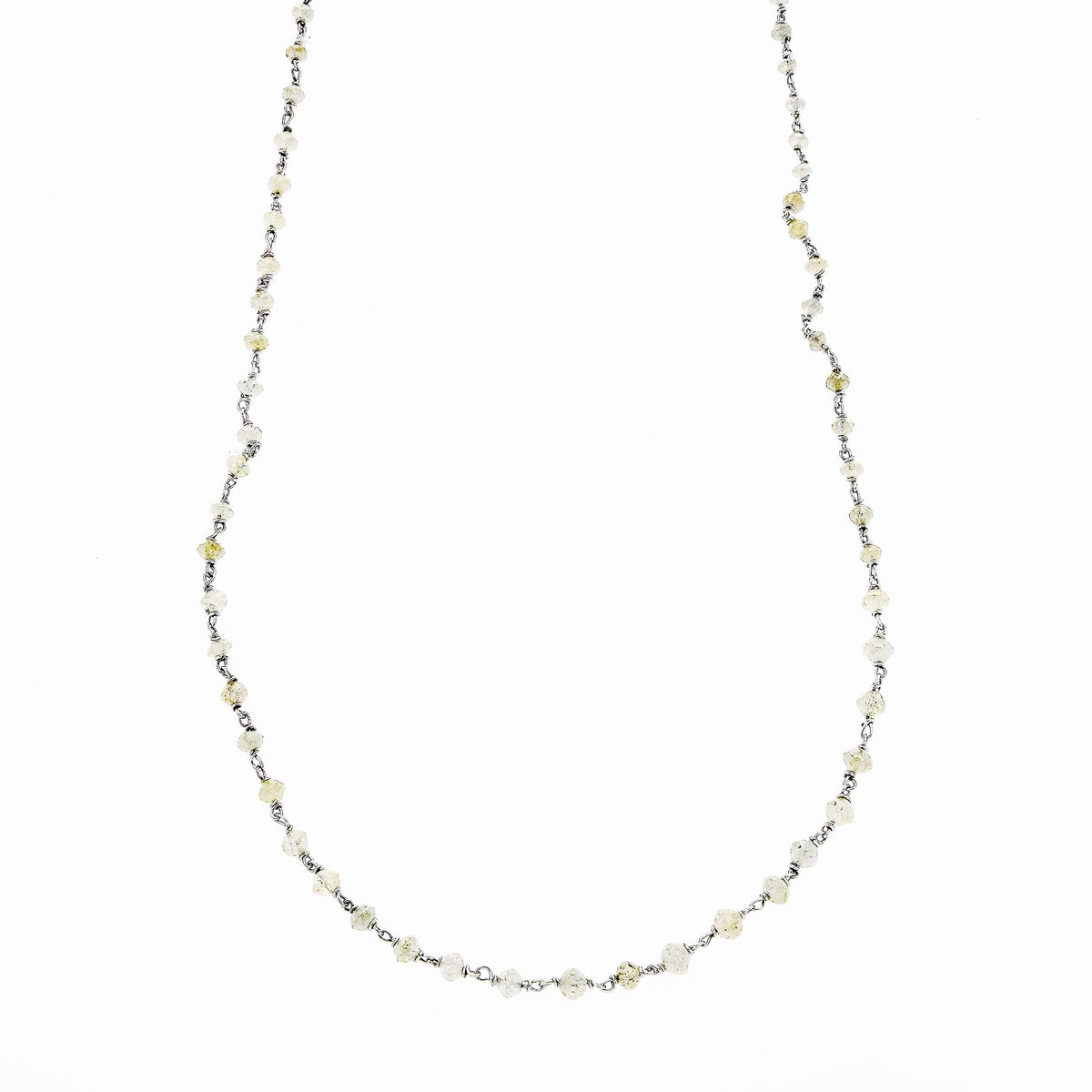 Lunga Collana in Oro Bianco e Diamanti