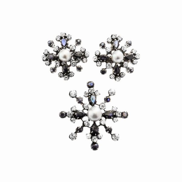 Set in yellow gold, diamonds, sapphires and pearls  - Auction Jewelery and Watch auction - Antique Jewelery from a Venetian Collection (lots 1-91) - Curio - Casa d'aste in Firenze