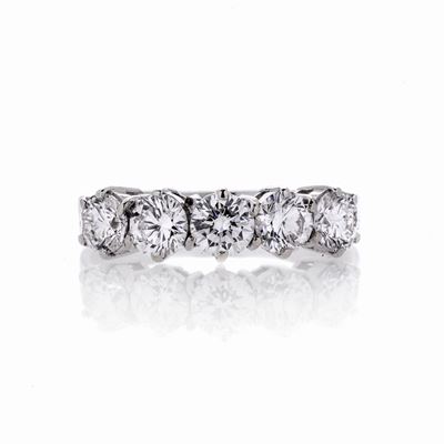 Anello Riviere in Oro Bianco e Diamanti
