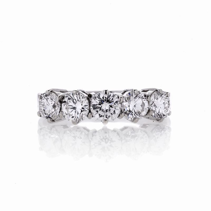 Anello Riviere in Oro Bianco e Diamanti