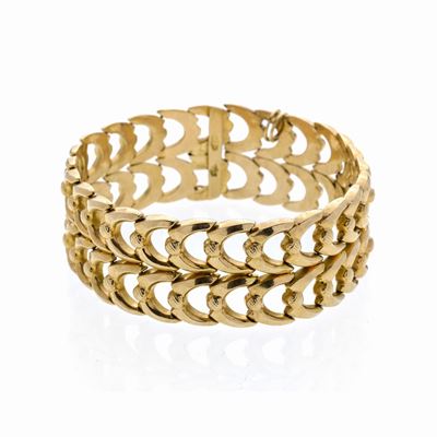 Alto Bracciale a Maglie in Oro Giallo