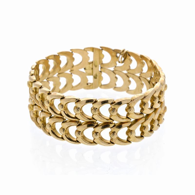 Alto Bracciale a Maglie in Oro Giallo