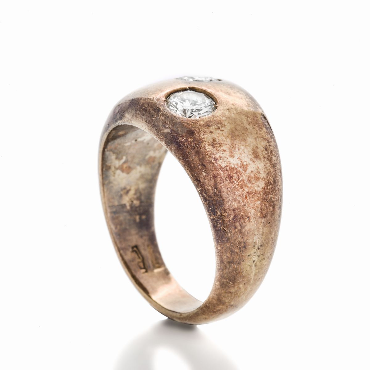 Anello a Fascia in Oro Giallo e Diamanti