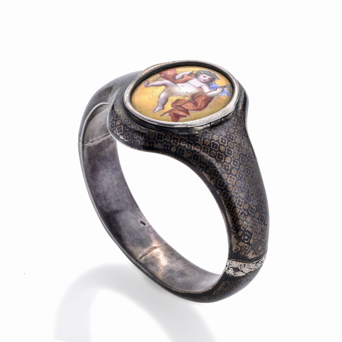 Bracciale Rigido in Argento con Miniatura Dipinta