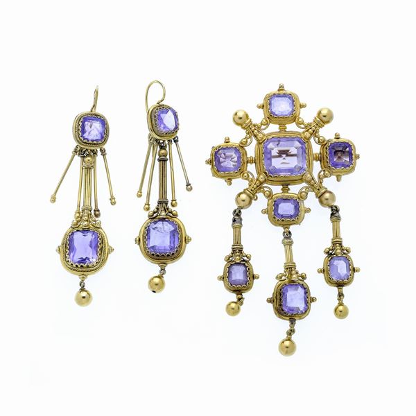 Importante parure in oro giallo e ametista  - Asta Asta di Gioielli  e Orologi -  Gioielli Antichi da una Collezione Veneziana (lotti 1- 91) - Curio - Casa d'aste in Firenze