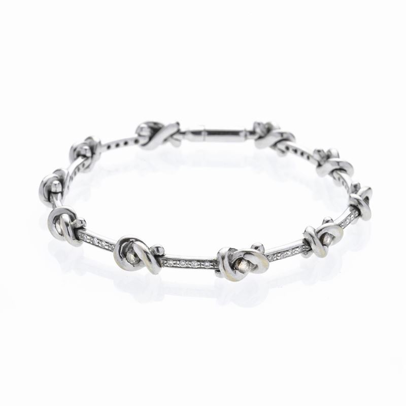 Bracciale in Oro Bianco, Diamanti e Diamanti Brown