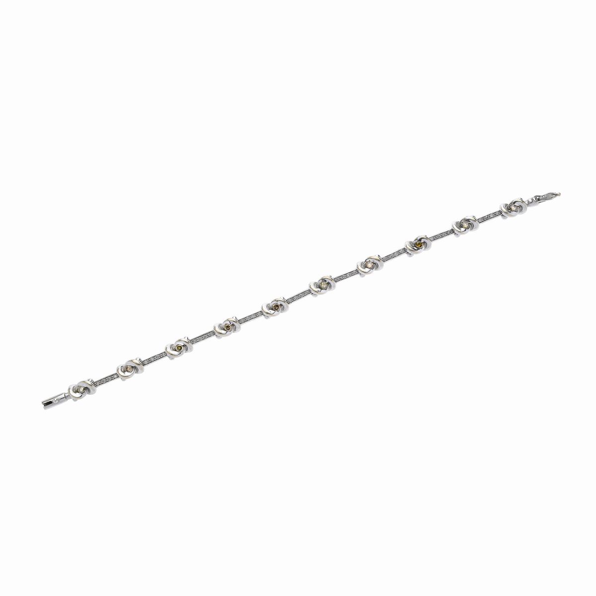 Bracciale in Oro Bianco, Diamanti e Diamanti Brown
