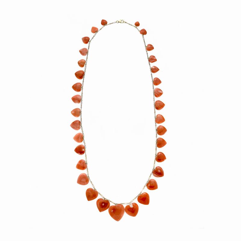 Collana in Corallo Rosa e Oro Giallo