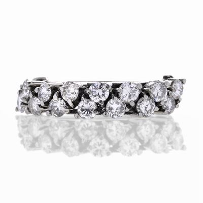 Anello a Fascia in Oro Bianco e Diamanti
