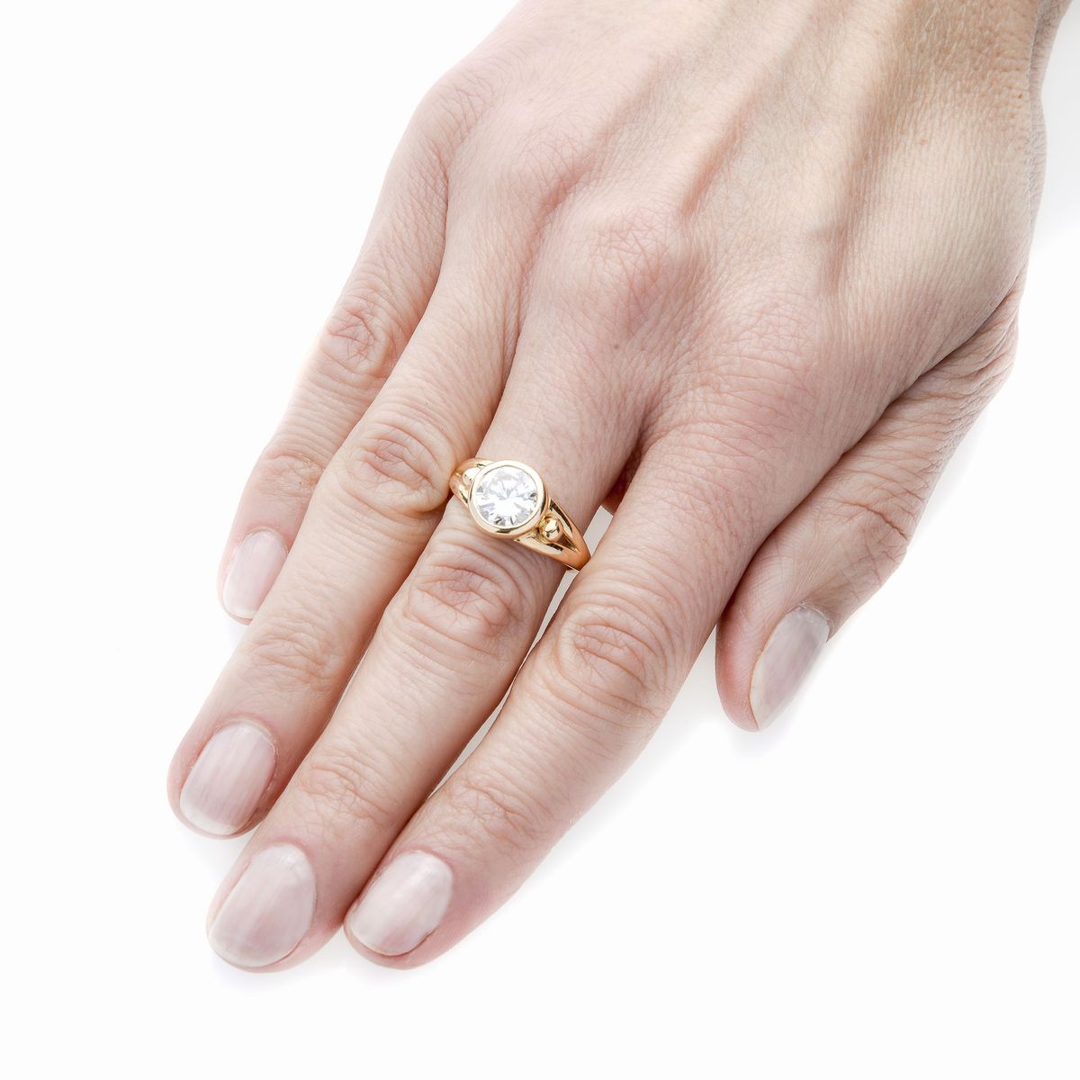 Anello Solitario in Oro Giallo e Diamante