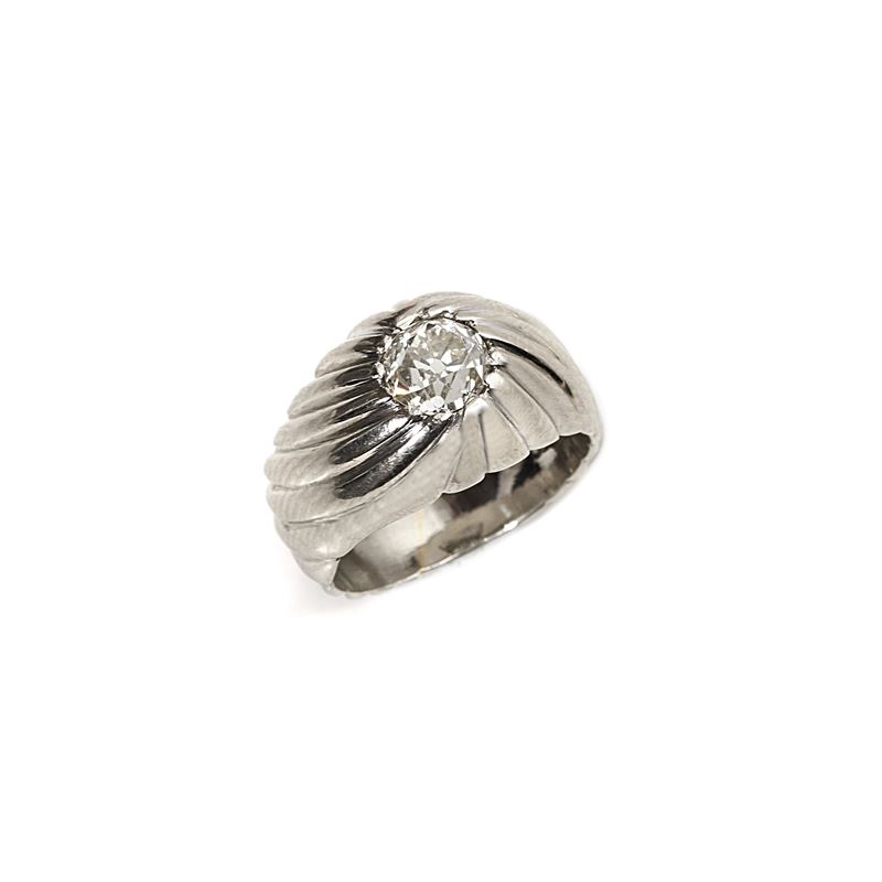 Anello da mignolo in oro bianco 18 kt e diamante