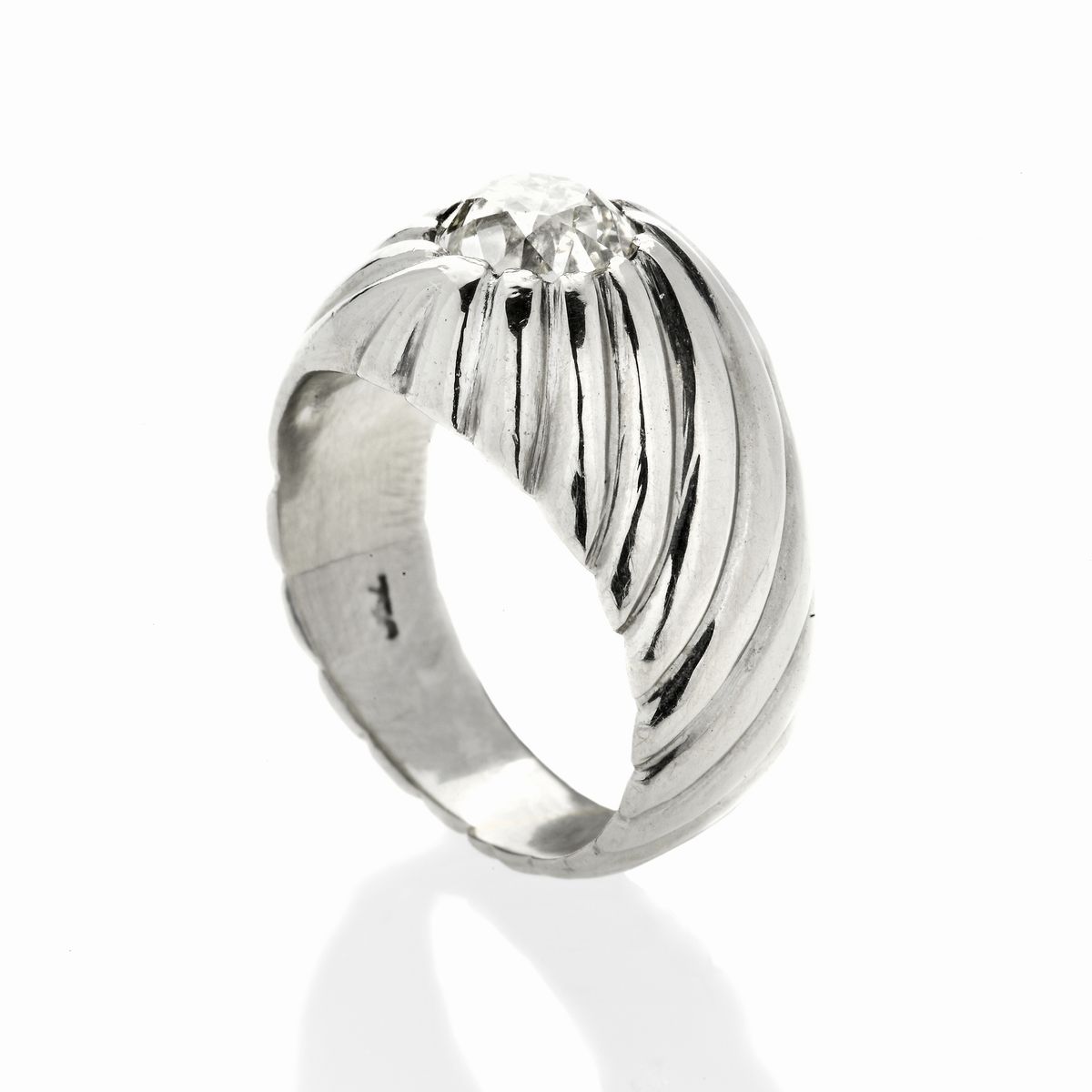 Anello da mignolo in oro bianco 18 kt e diamante