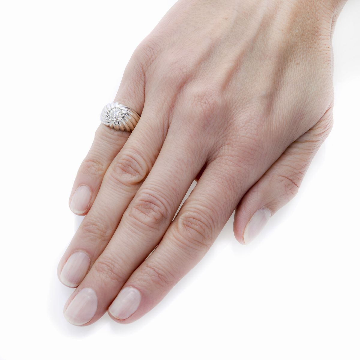 Anello da mignolo in oro bianco 18 kt e diamante