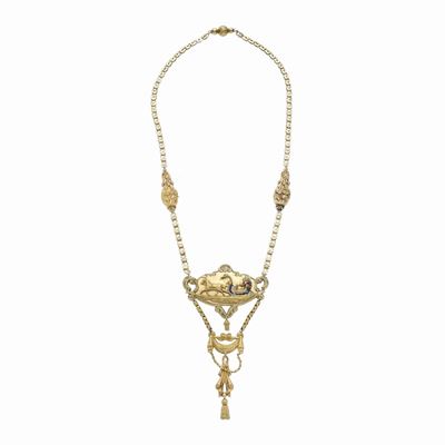 Collana in Oro Giallo e Smalti di Vari Colori