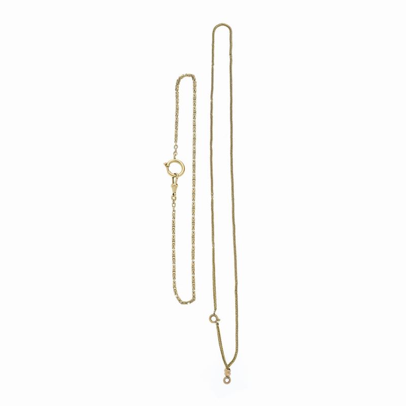 Due Catene da Orologio in Oro Giallo