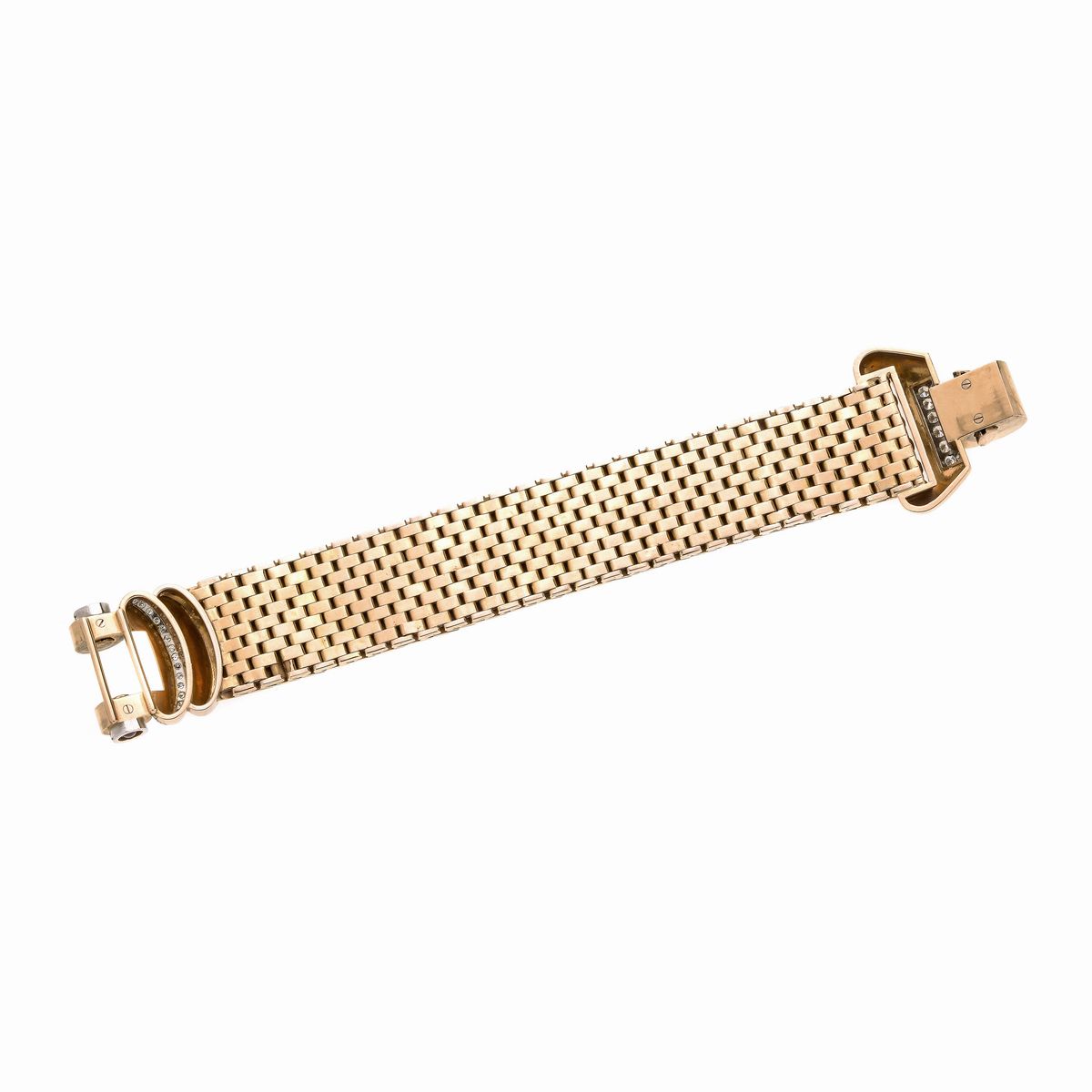 Grande Bracciale a Cintura Oro Rosa, Oro Bianco, Diamanti e Pietre Rosse