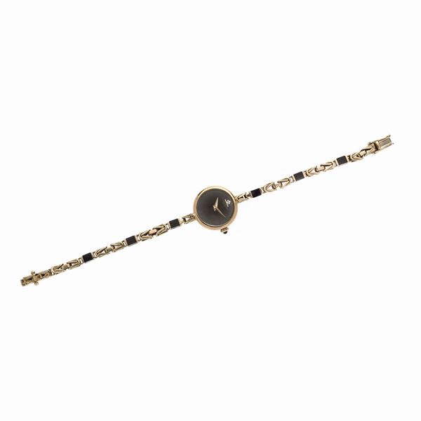 BAUME &amp; MERCIER : Lady's watch in yellow gold and Baume & Mercier onyx  - Auction Jewelery and Watch auction - Antique Jewelery from a Venetian Collection (lots 1-91) - Curio - Casa d'aste in Firenze