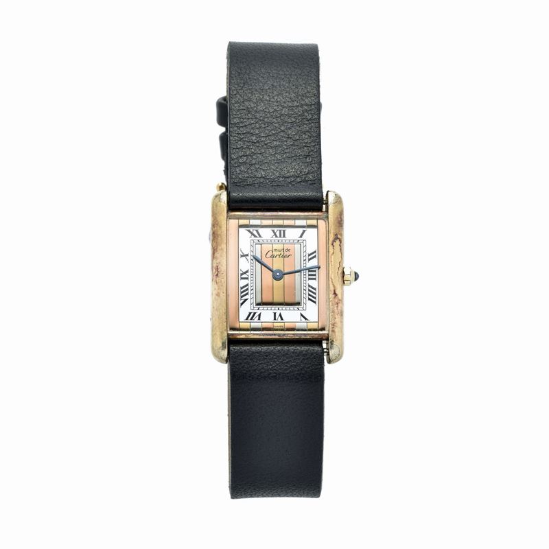Orologio da Polso in Argento Dorato Cartier Tank