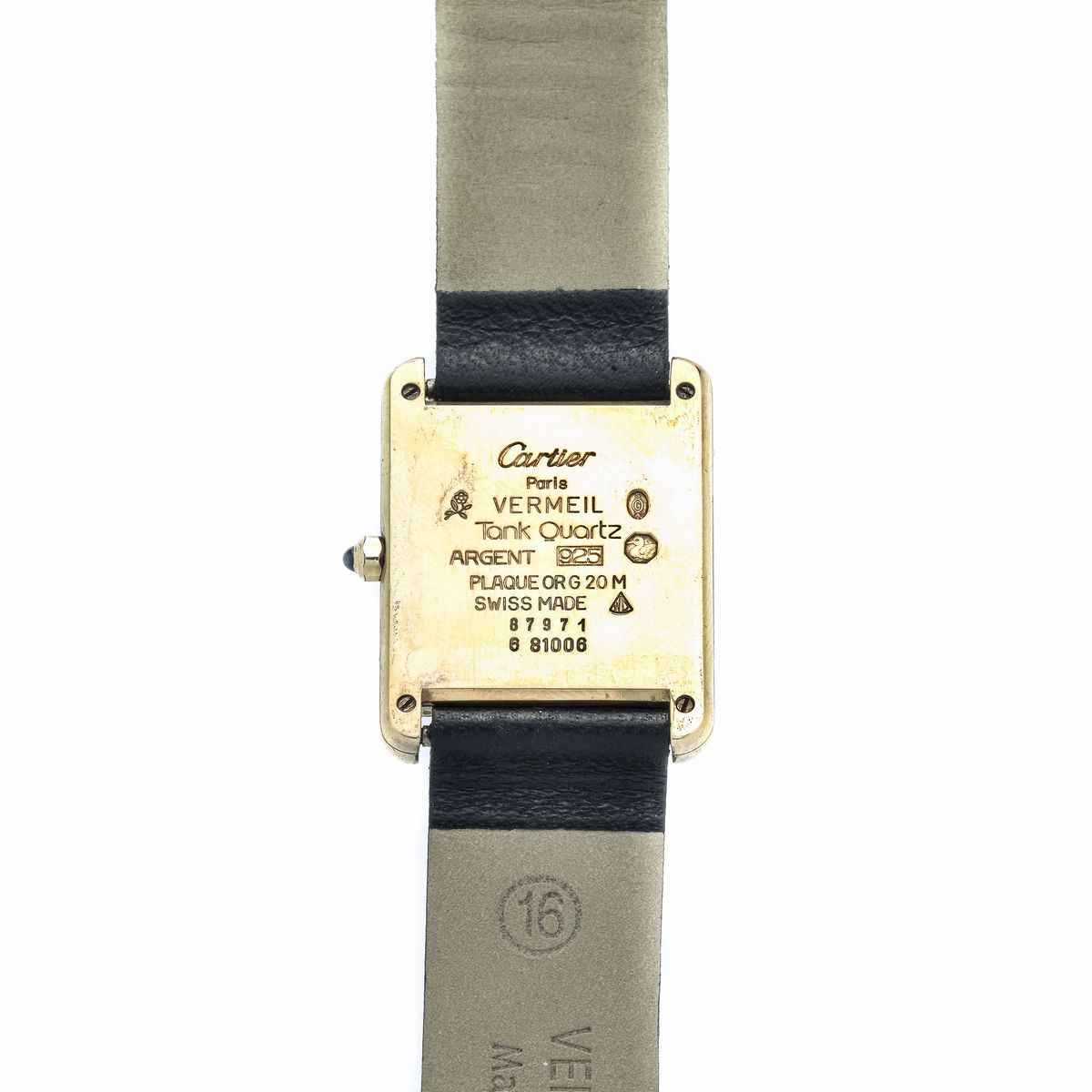 Orologio da Polso in Argento Dorato Cartier Tank