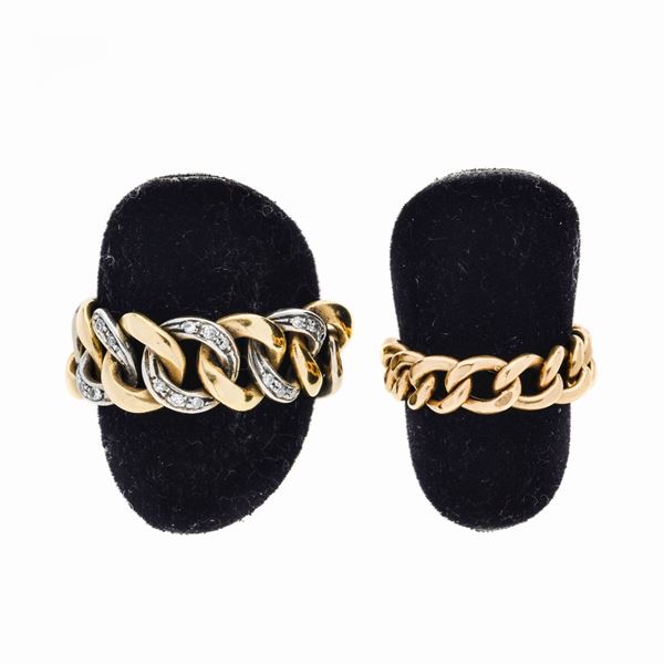 Ring in yellow gold, white gold and diamonds and another similar one  - Auction Jewelery and Watch auction - Antique Jewelery from a Venetian Collection (lots 1-91) - Curio - Casa d'aste in Firenze