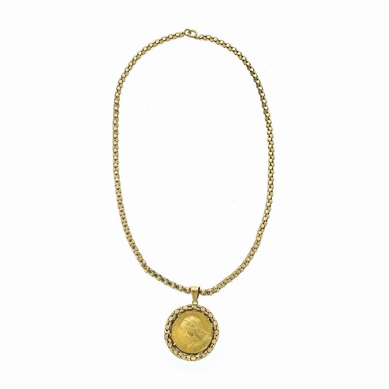 Collana con Moneta in Oro Giallo