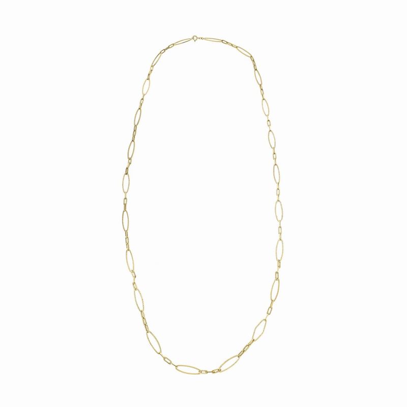 Lunga Collana a Maglie in Oro Giallo