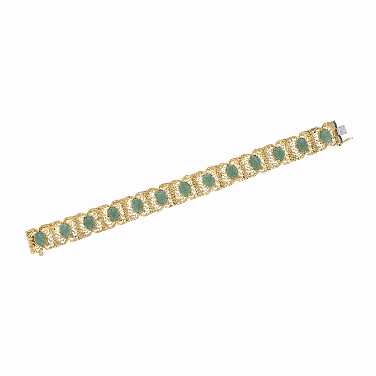 Bracciale in Oro Giallo e Pietra Dura Verde