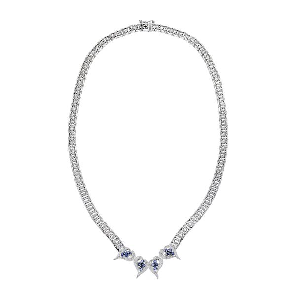 Necklace in white gold and sapphires