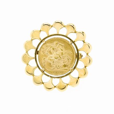 Spilla con Moneta in Oro Giallo
