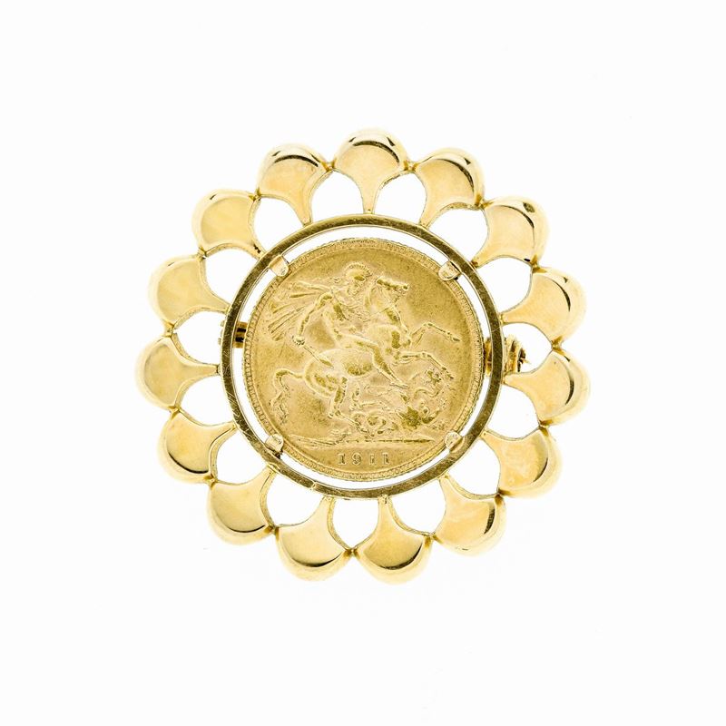 Spilla con Moneta in Oro Giallo