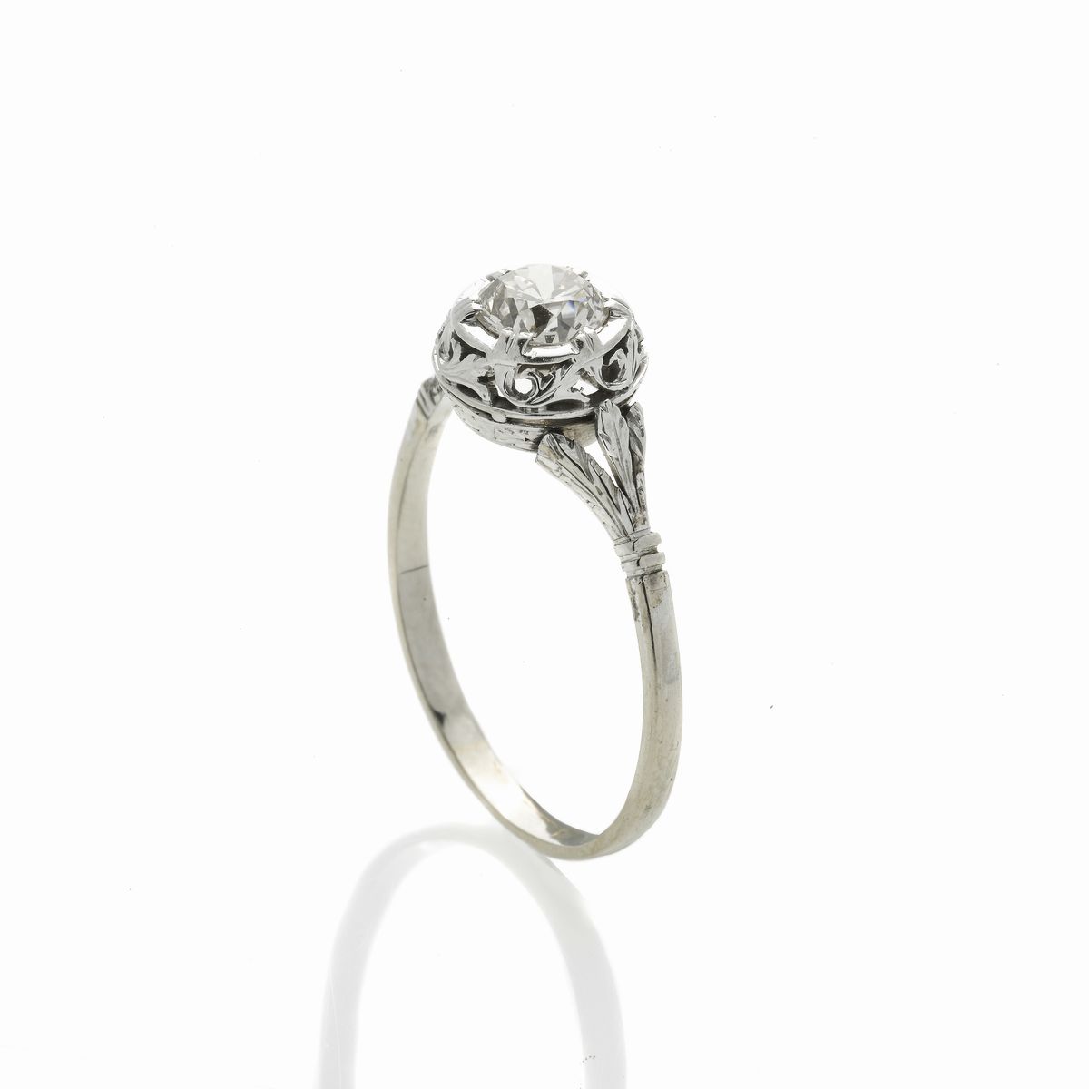 Anello Solitario in Oro Bianco e Diamante