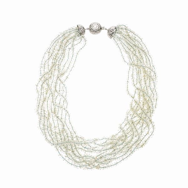 Necklace in aquamarine and white gold