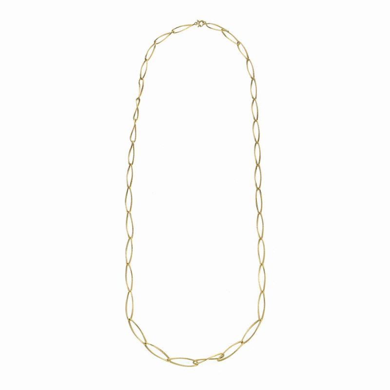 Lunga Collana a Maglie in Oro Giallo