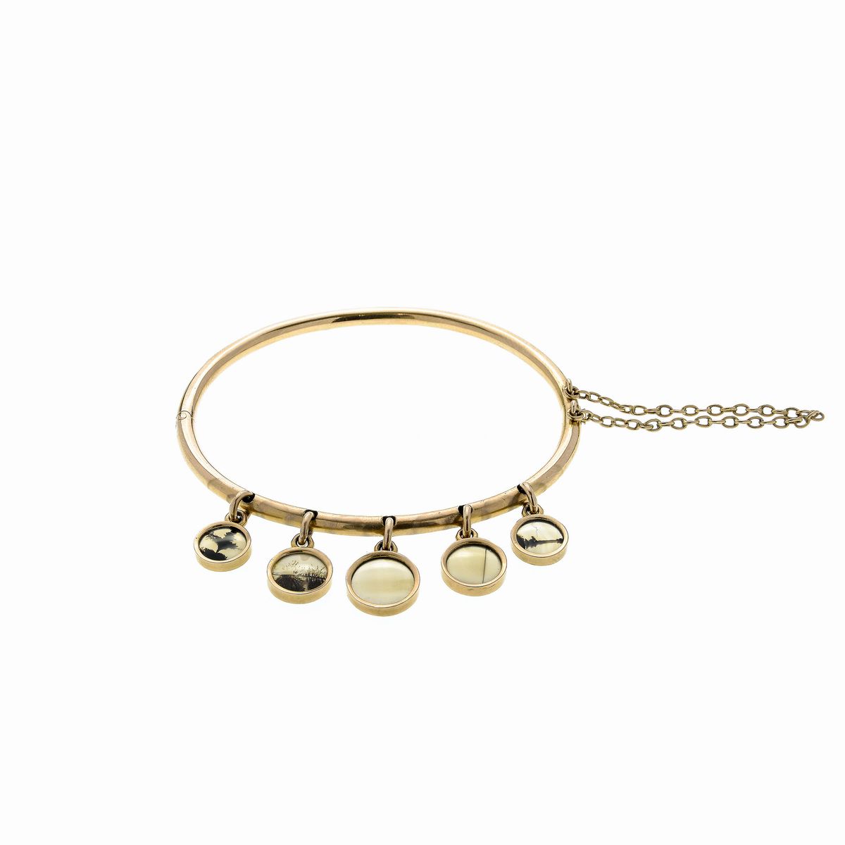 Bracciale Rigido in Oro Giallo con Charms