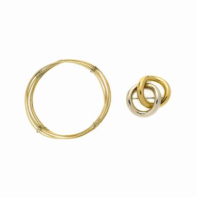Lotto di Bracciale e Spilla in Oro Giallo e Oro Bianco