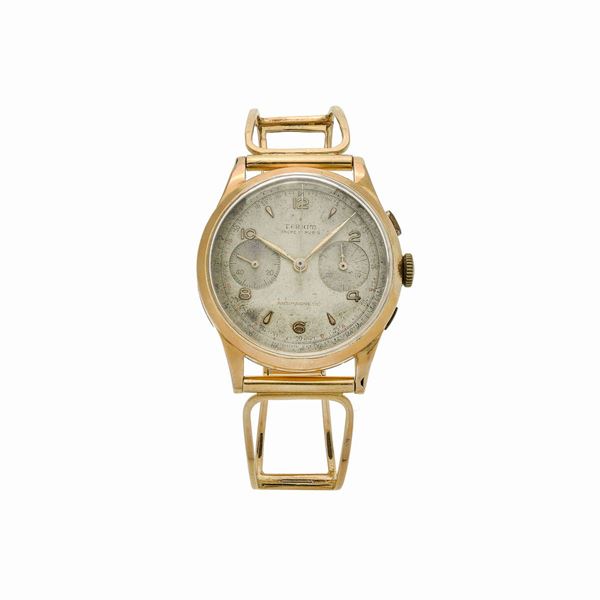 Chronograph wrist watch in yellow and 14 kt gold