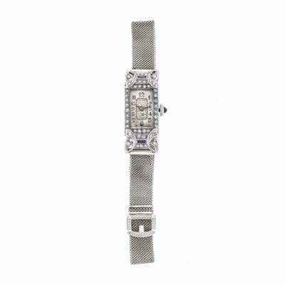 Orologio da Signora in Platino, Oro 14 Kt, Diamanti e Zaffiri Rolex