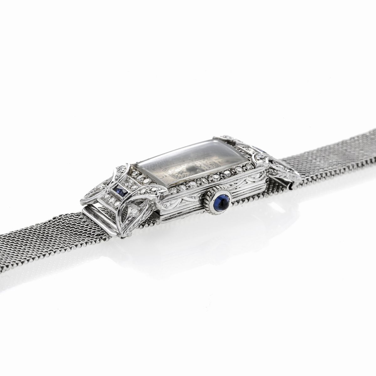 Orologio da Signora in Platino, Oro 14 Kt, Diamanti e Zaffiri Rolex