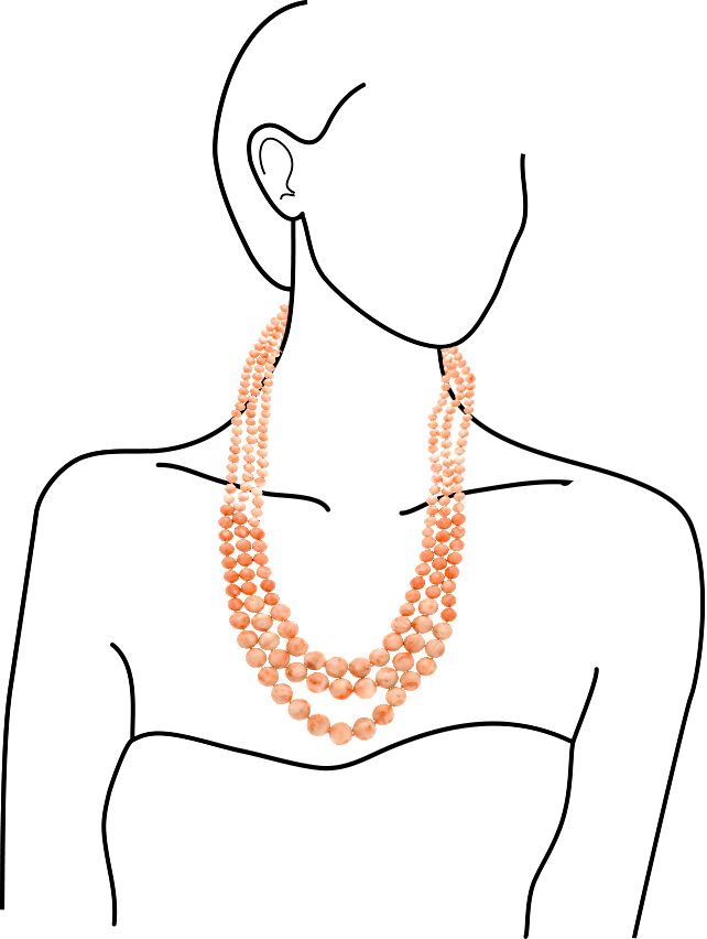 Lunga Collana in Oro Giallo e Corallo Rosa