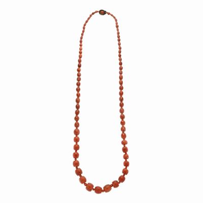 Lunga Collana in Argento e Corallo Rosso