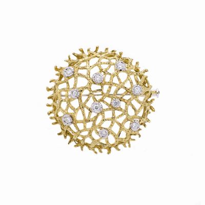 Spilla in Oro Giallo, Oro Bianco e Diamanti Unoaerre