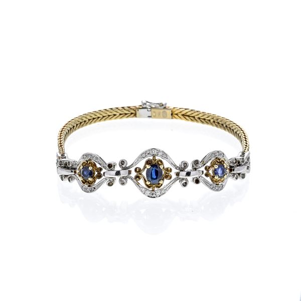 UNOAERRE - Bracelet in yellow gold, white gold, diamonds and Unoaerre sapphires
