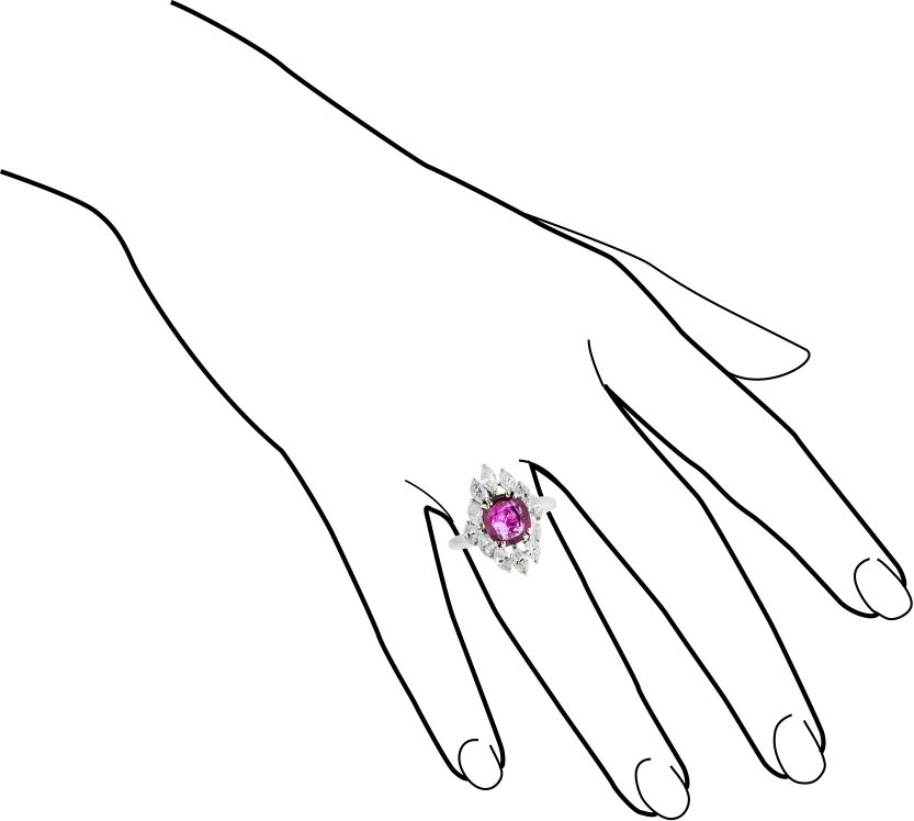 Anello in Oro Bianco, Diamanti e Rubino