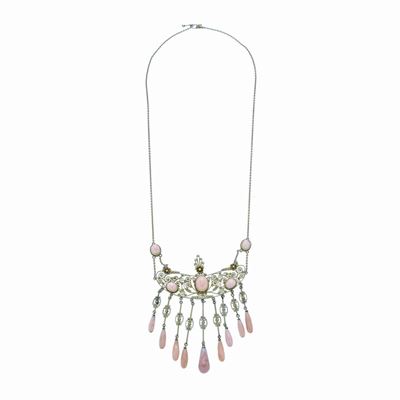 Collana in Oro Giallo e Corallo Rosa