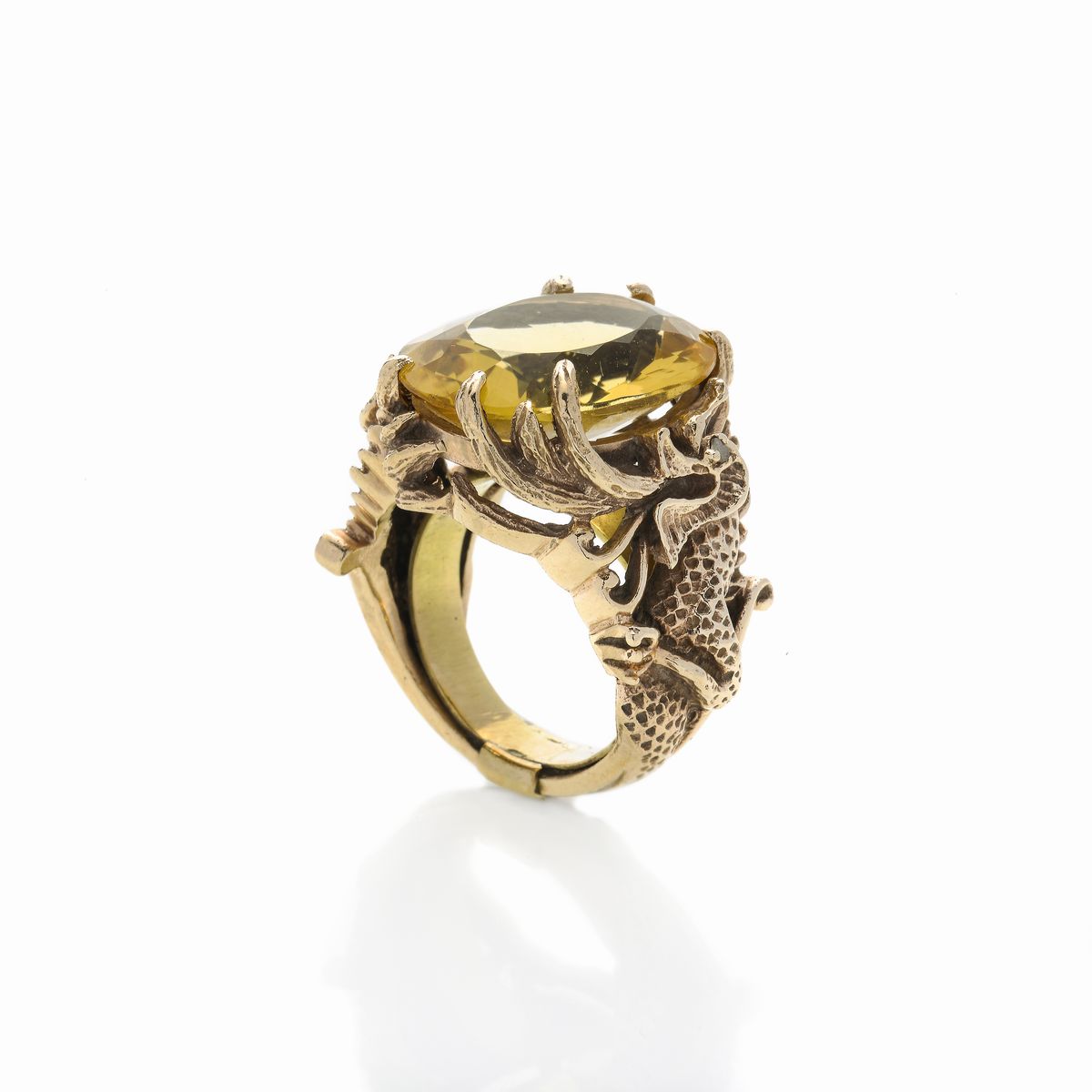 Anello in Oro Giallo e Quarzo Citrino