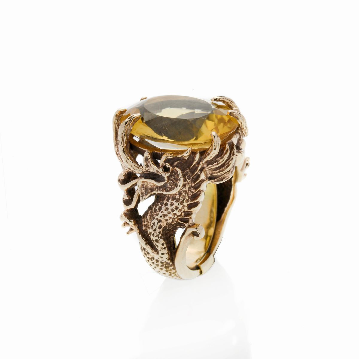 Anello in Oro Giallo e Quarzo Citrino